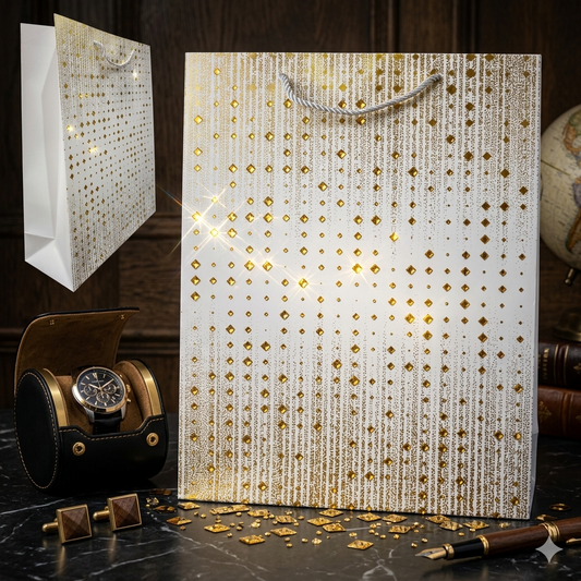 Large Radiant Keepsake Gift Bag (White And Gold)