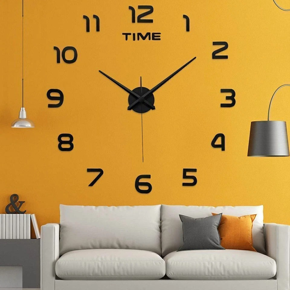 DIY Modern 3D Wall Clock (Black)(80-90cm)