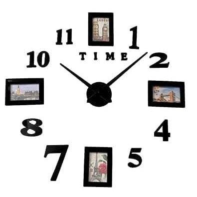 DIY Modern Photo 3D Wall Clock (Black)(80-90cm)