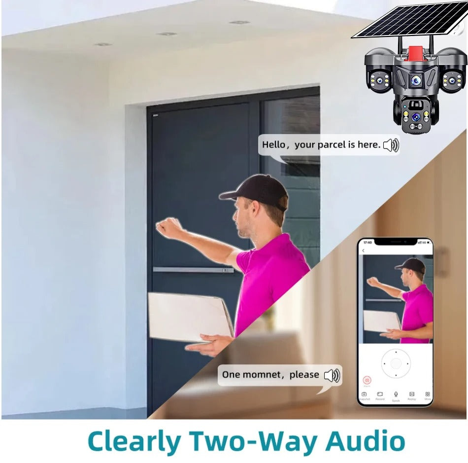Triple Lens Camera 4G Solar Security PTZ Camera