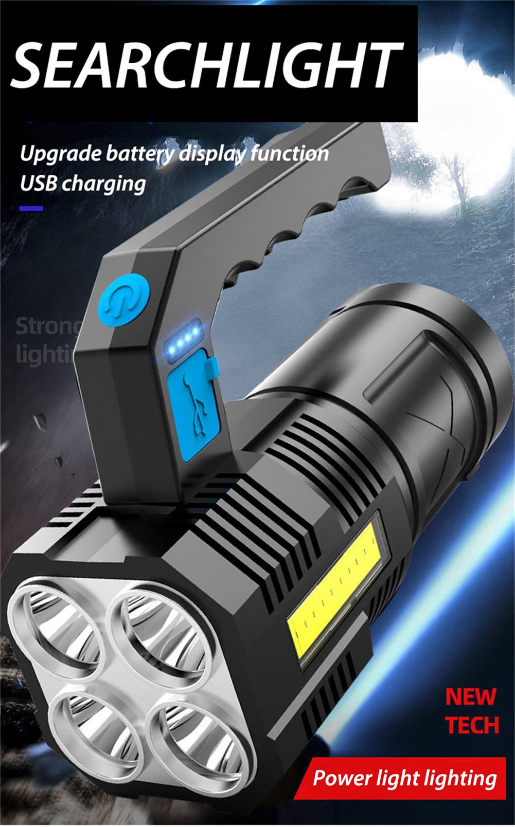 Super Bright 4 Core LED Flashlight with COB Side Light