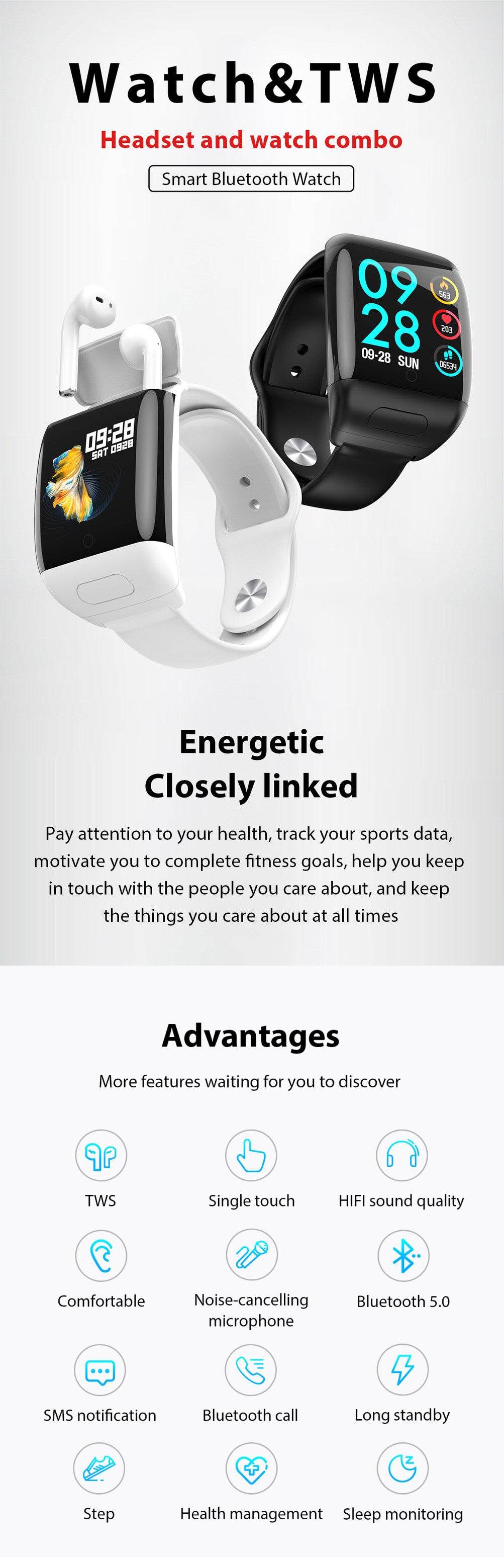 Smart Watch with Wireless Earbuds