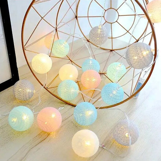 Battery Operated Cotton Balls Lights (10L)(2M)