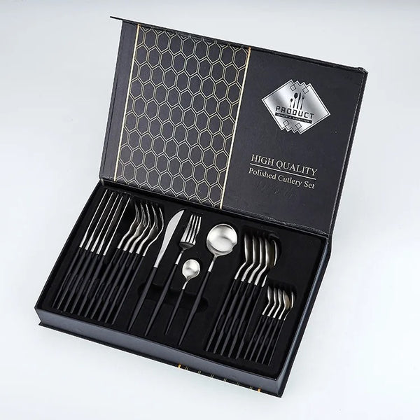 Hight Quality Polished Cutlery Set (24 pcs)(Silver)