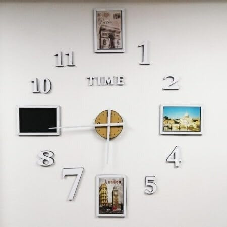 DIY Modern Photo 3D Wall Clock (Silver)(80-90cm)