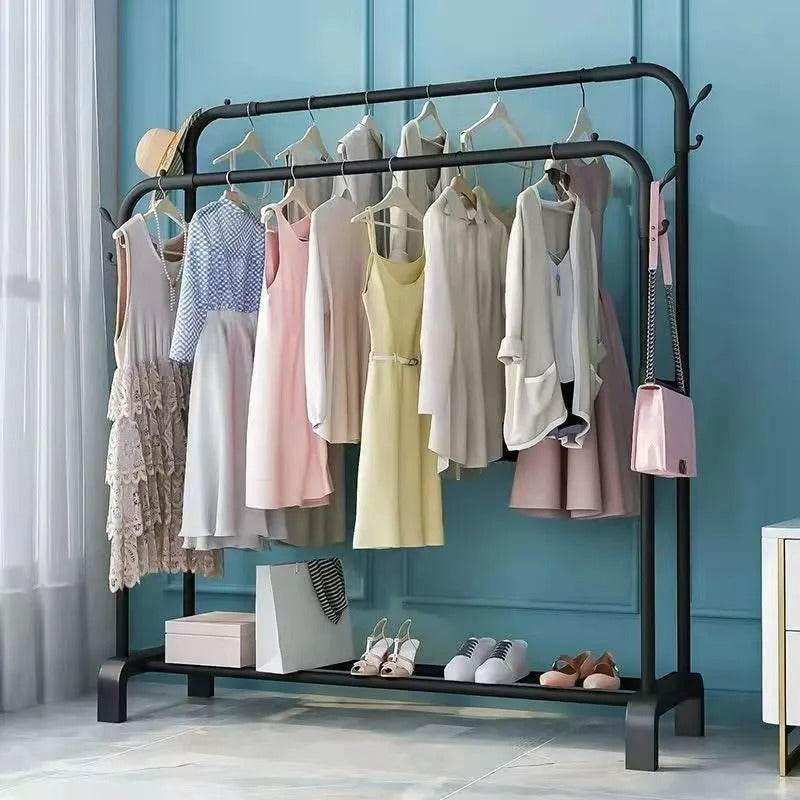 Double Rail Clothes Storage Rack (Without Wheels)