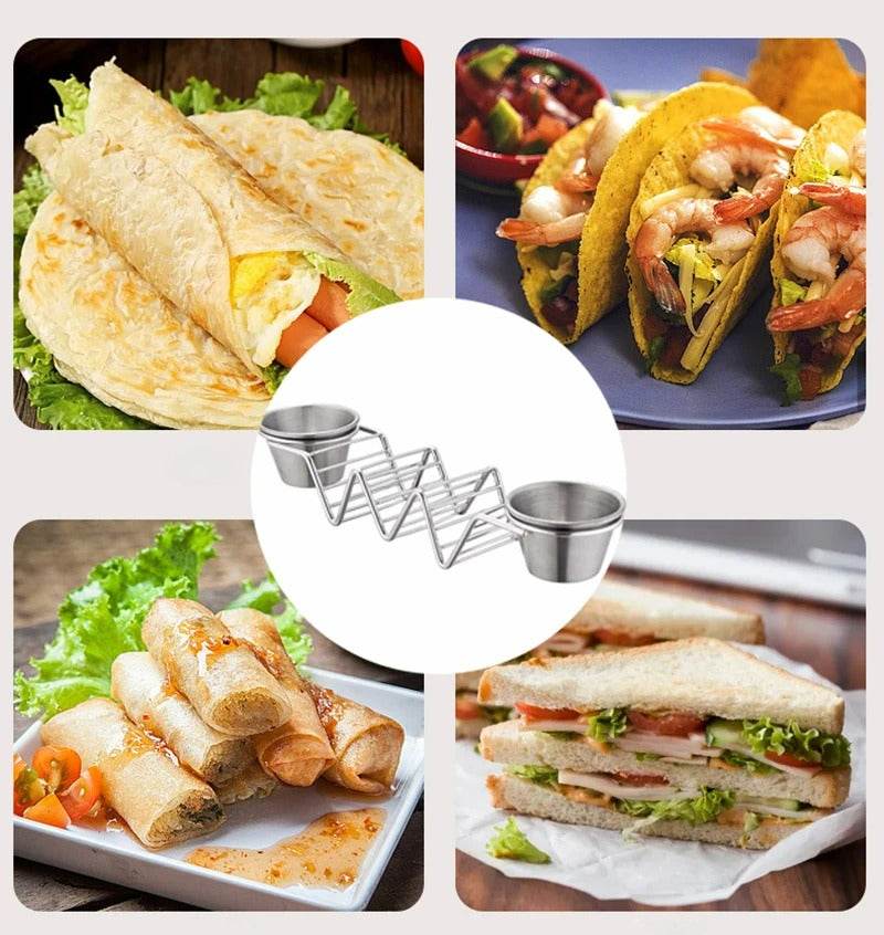 Steel Taco Holder With Sauce Bowl (Each)