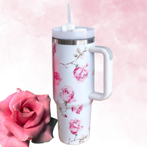 Floral Fun Vacuum Insulated Tumbler with Lid (1200ml) - Alt View