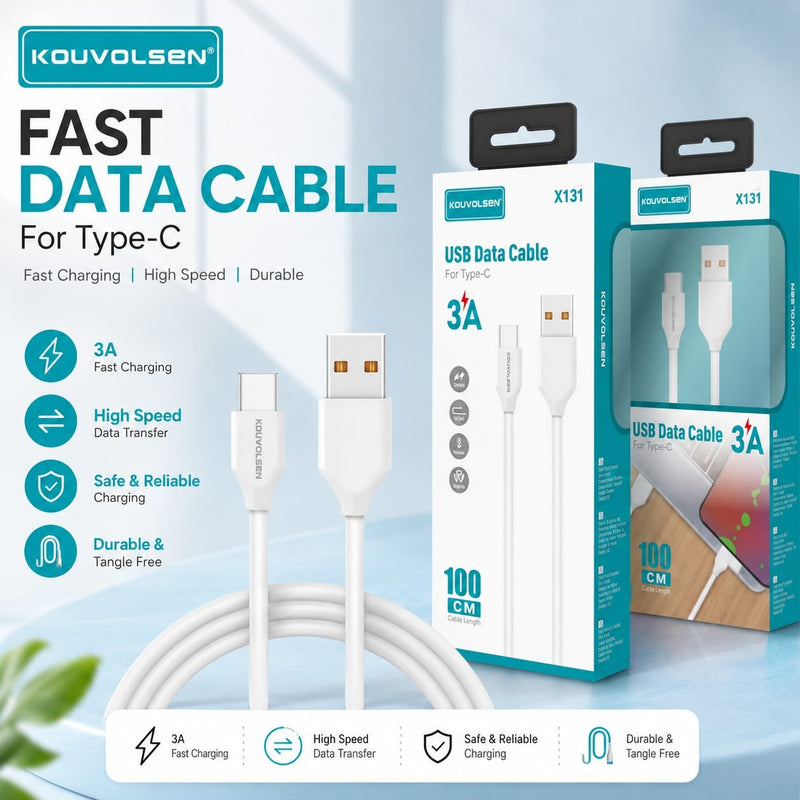 KOUVOLSEN Type-C USB Fast Data Cable 3A 100cm