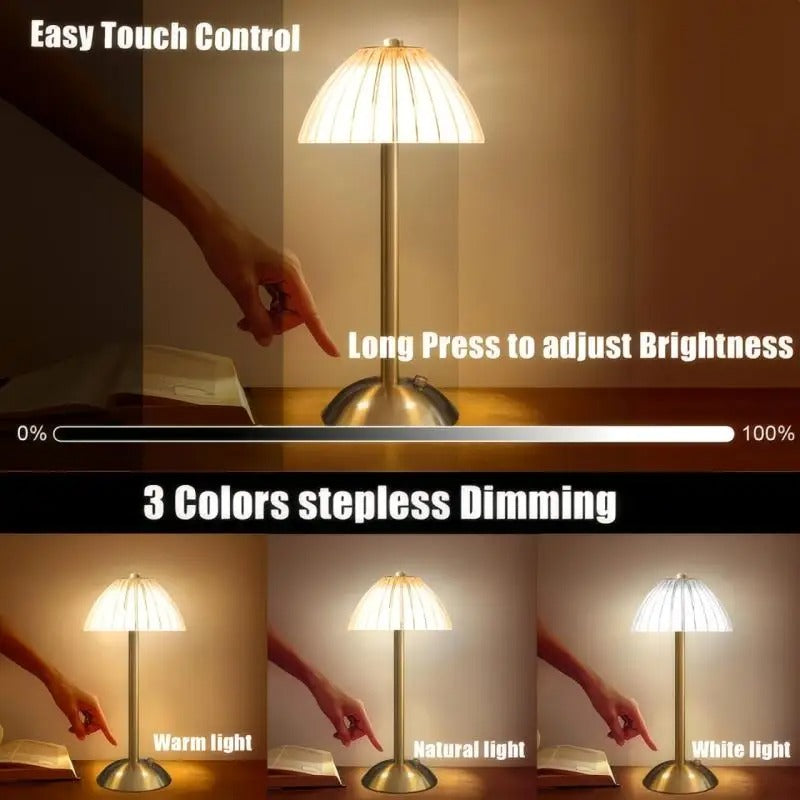Rechargeable Vintage Metal Table Lamp (30cm x 15cm)