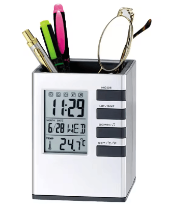 Alarm Pen Holder Clock With Temperature - DMC Wholesale