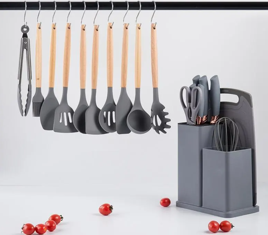 Kitchenware Set With Mini Utensils (Grey or Black)