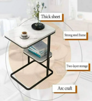 Solid Wood Side Table With Marble Finish