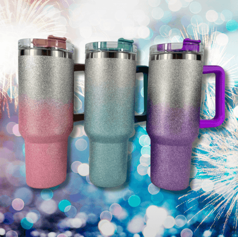 Stainless Steel Vacuum Insulated Glitter Tumbler with Lid (1200ml) - Limited Stock Available - Alt View