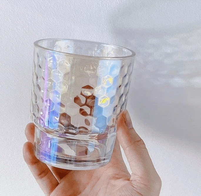 Rainbow Tumbler Glass With Lid And Straw (400ml)(Each)