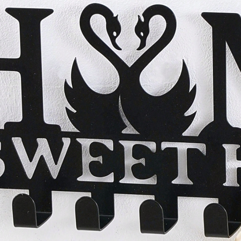 Wall Mounted Swan Sweet Home Decorative Key Holder - Alt View
