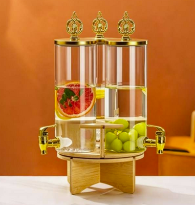 Luxury Rotating Dual Glass Beverage Dispenser (1.8L)(3 pcs)