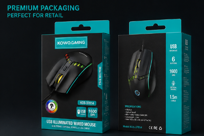 USB Illuminated Wired Mouse with RGB Lighting