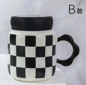 Designed Ceramic Cup Simple With Lid (480ml)