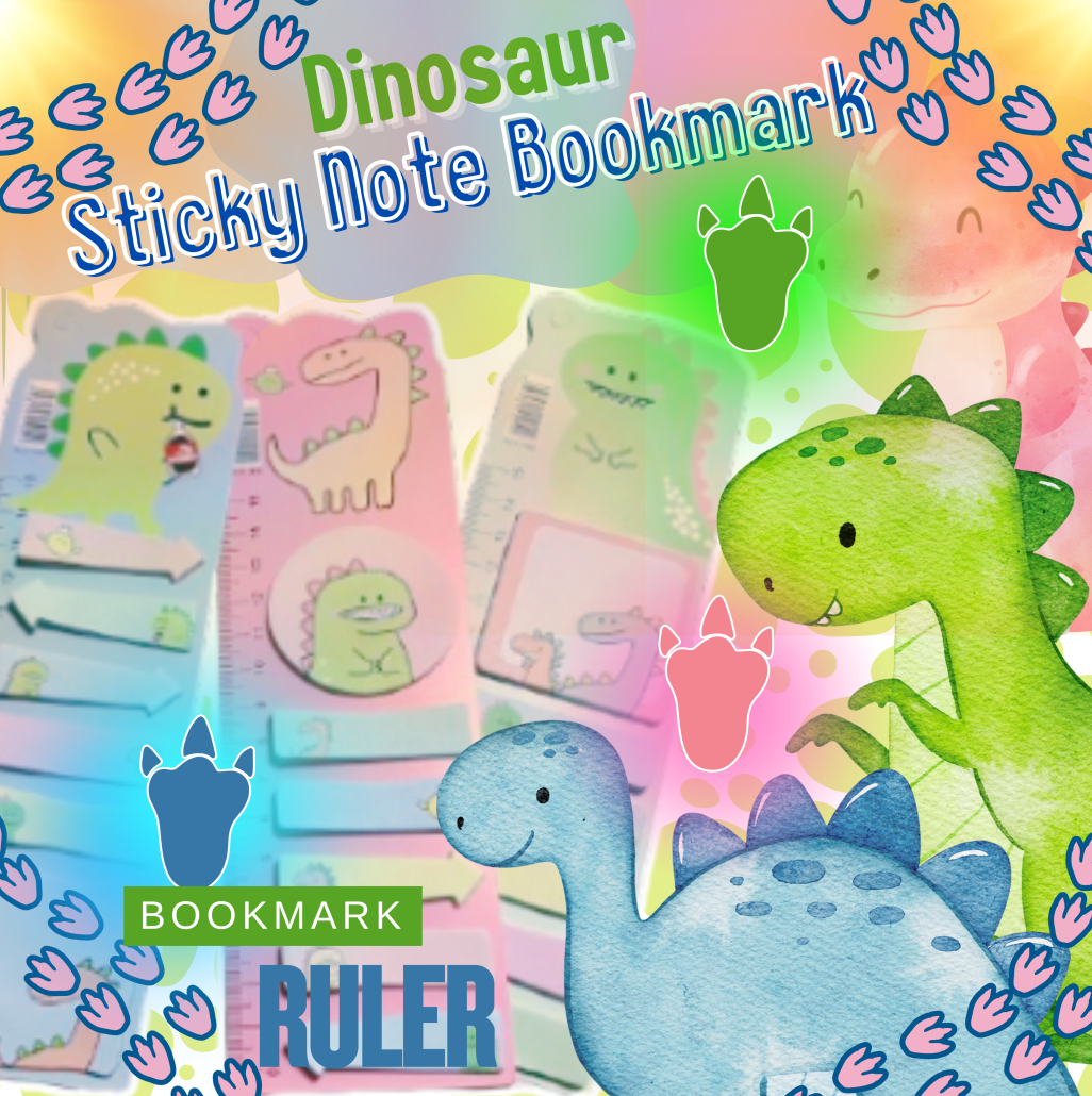 Dinosaur Sticky Note Ruler Memo Pad (Green)