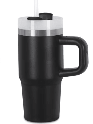 Mini Stainless Steel Flask with Handle and Straw (600ml) - Alt View