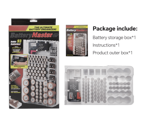 Battery Organizer Storage Case with Tester (excluding batteries)