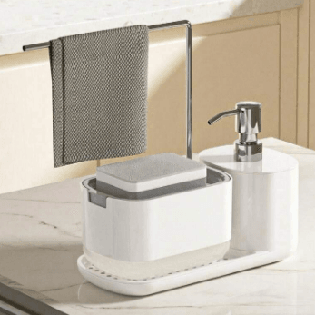 Kitchen Soap Dispenser Set with Tray and Sponge Holder