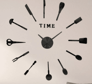 DIY Modern Kitchen 3D Wall Clock (Black)(60-70cm)