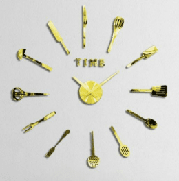 DIY Modern Kitchen 3D Wall Clock (Gold)(60-70cm)