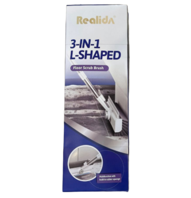 Realida 3-in-1 L-shaped Floor Scrub Brush