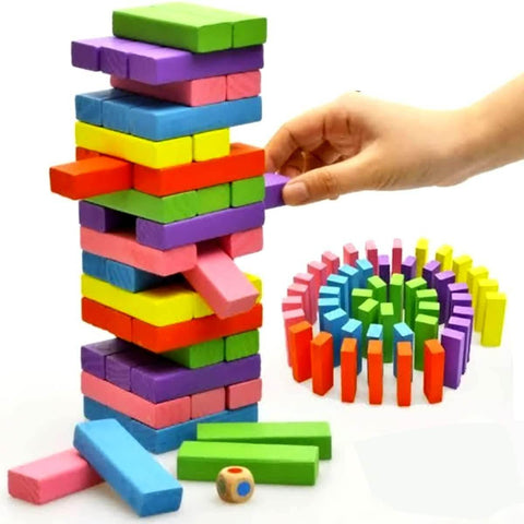 Wooden Stacking Tumbling Tower Blocks (Colourful)