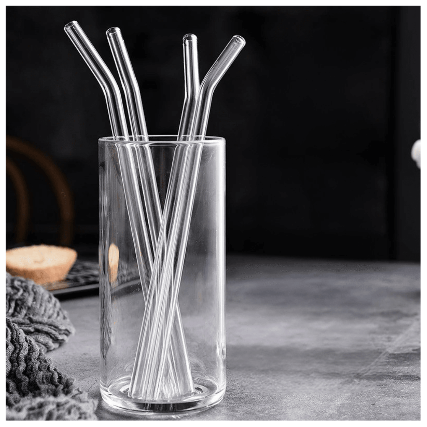 Clear Reusable Glass Straws (4 pcs)
