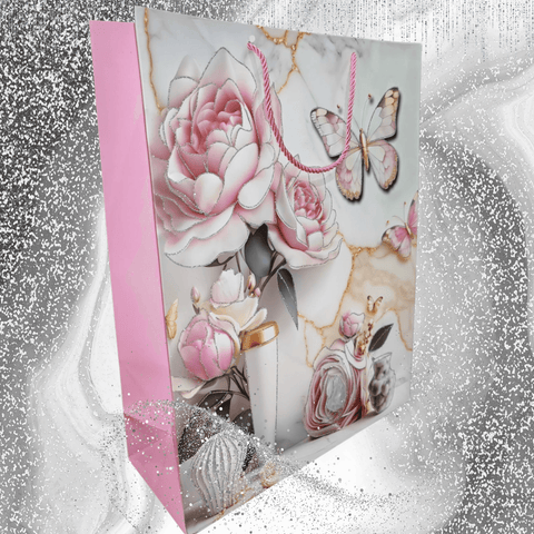 Serene Peony Amethyst Butterfly Luxe Keepsake Gift Bag (Shimmer Collection)