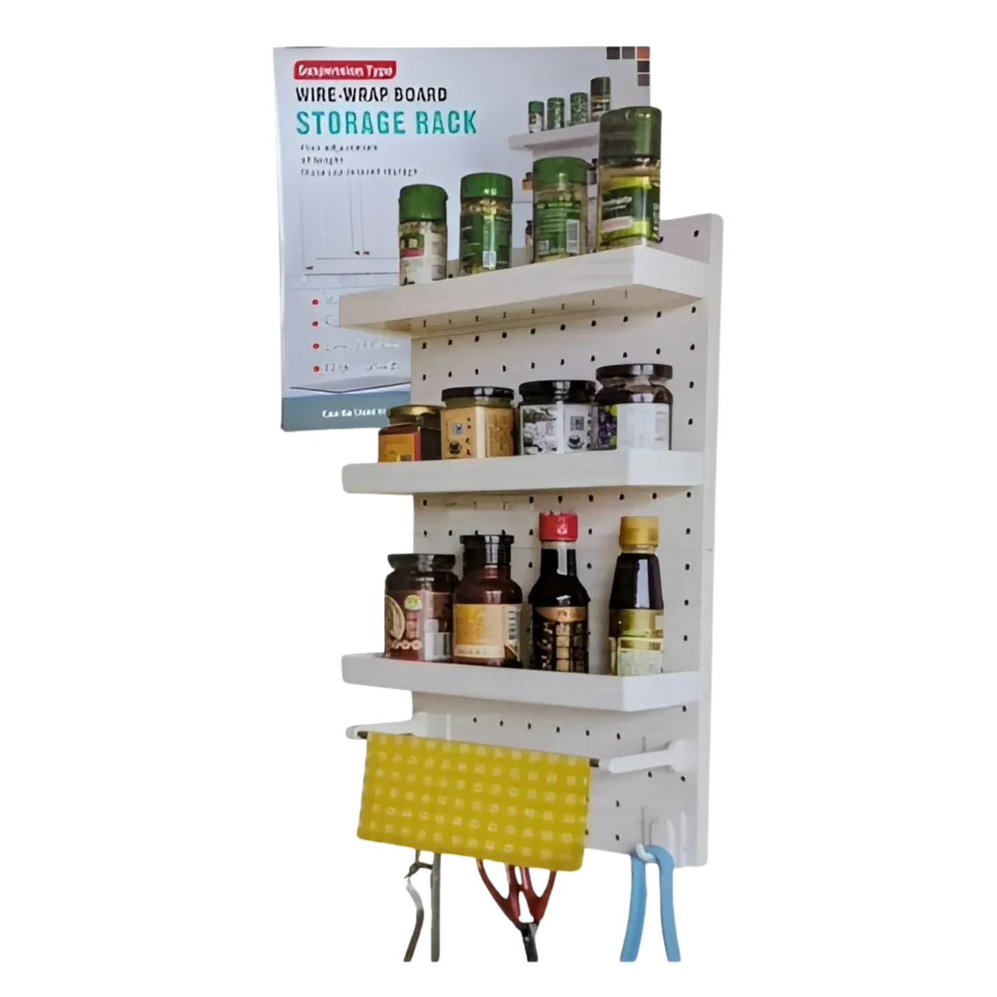 Adjustable Wall Mounted Wire Wrap Board Storage Rack
