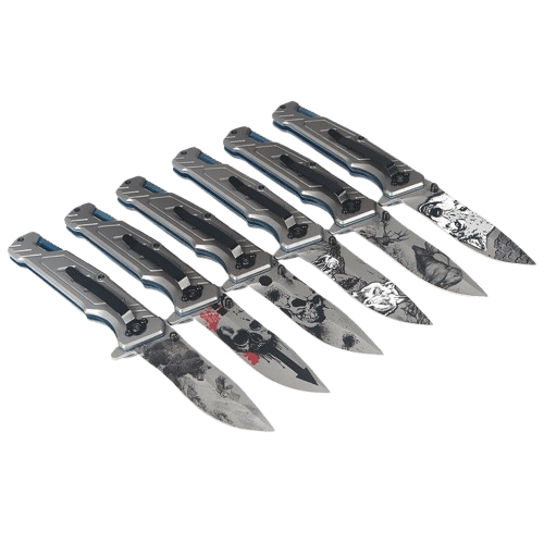 Folding Knife With Pocket Clip (Skulls)