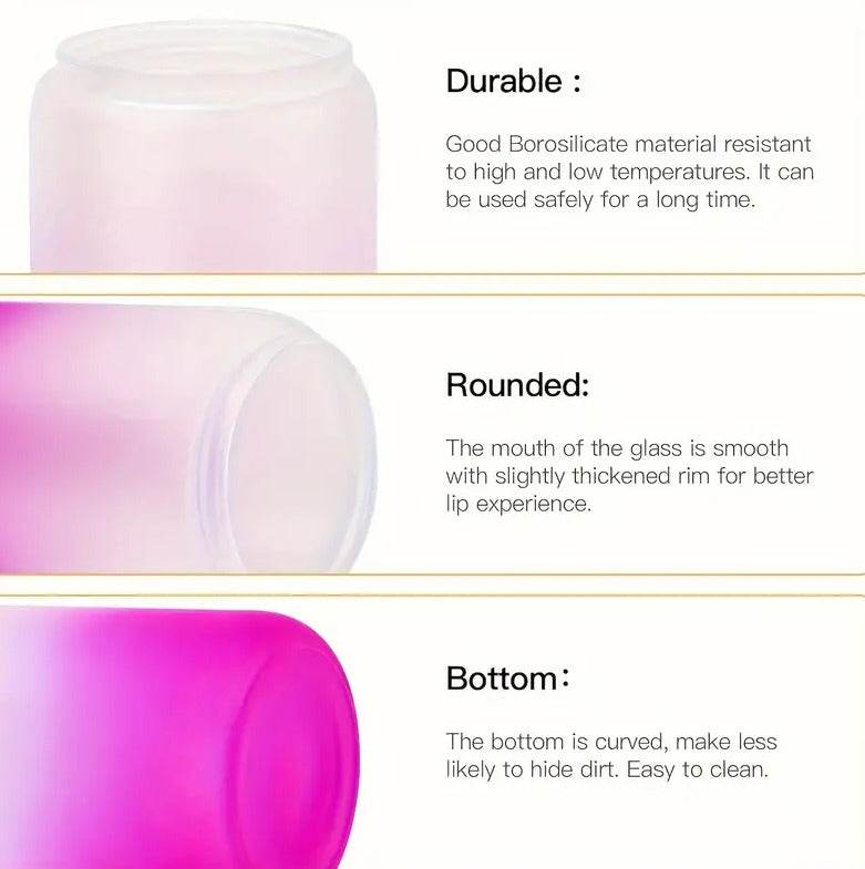 Frosted Drinking Glass With Bamboo Lid (380ml)(Each)