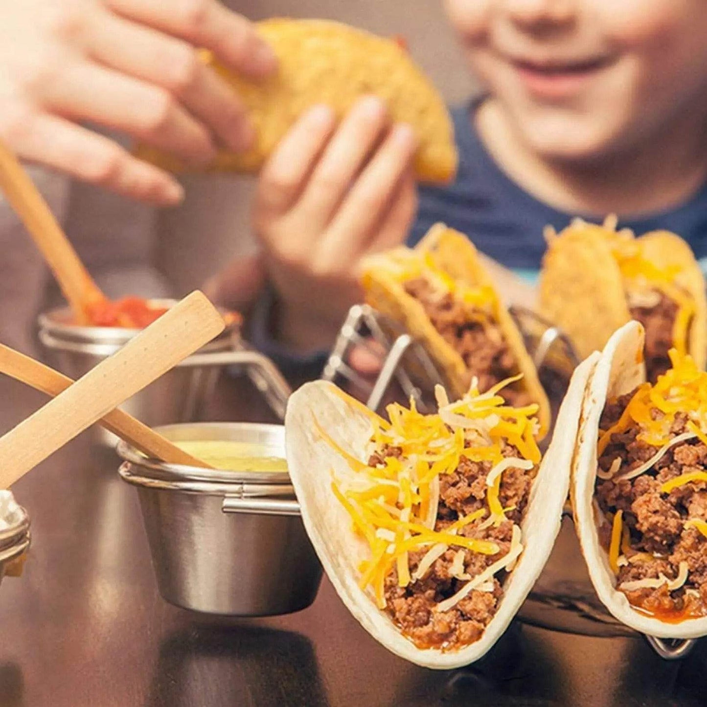 Steel Taco Holder With Sauce Bowl (Each)