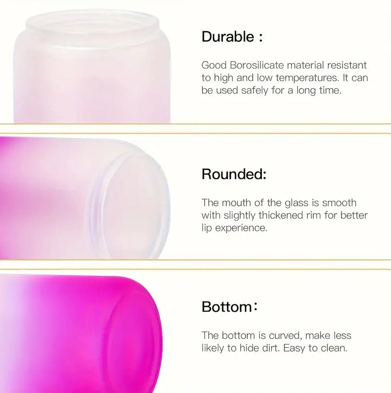 Frosted Drinking Glass With Bamboo Lid (380ml)(Each)