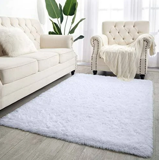 Fluffy Shaggy Runner (White)