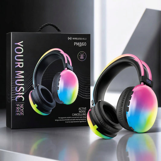 RGB Wireless Over-Ear Headphones with Active Noise Cancelling