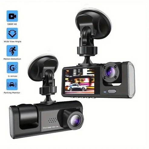 3 Channel 1080p Mini Vehicle Dash Cam