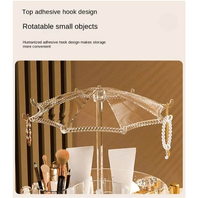 Rotating Make-Up Organiser With Umbrella Hook