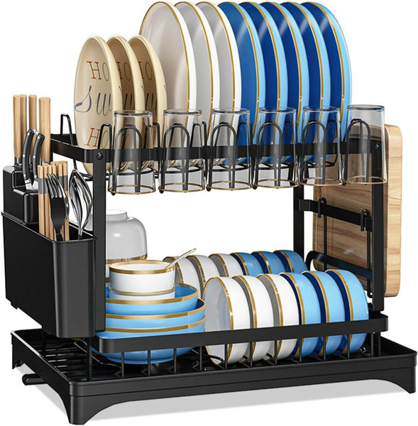 Auto Drain Dish Drying Rack (2 Tier)