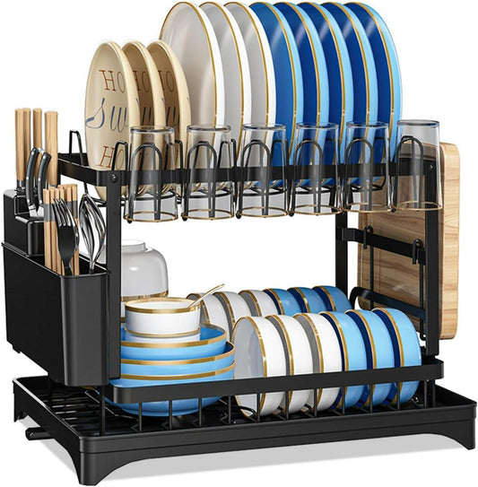 Auto Drain Dish Drying Rack (2 Tier)