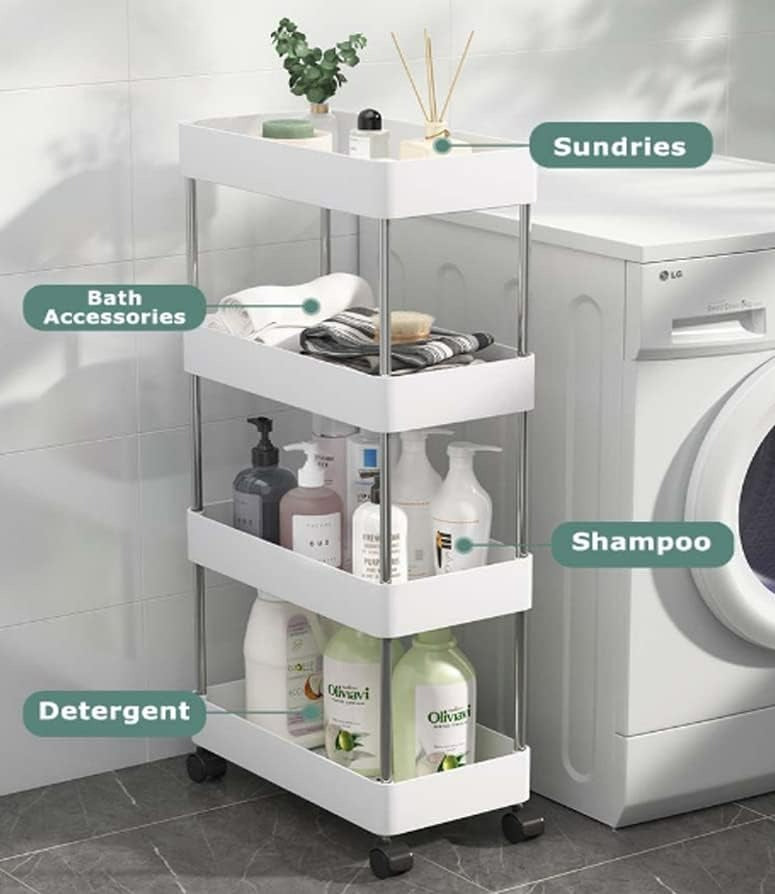 Multipurpose Space Saving Side Shelf Trolley (4 Tier)