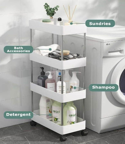 Multipurpose Space Saving Side Shelf Trolley (4 Tier) - DMC Wholesale