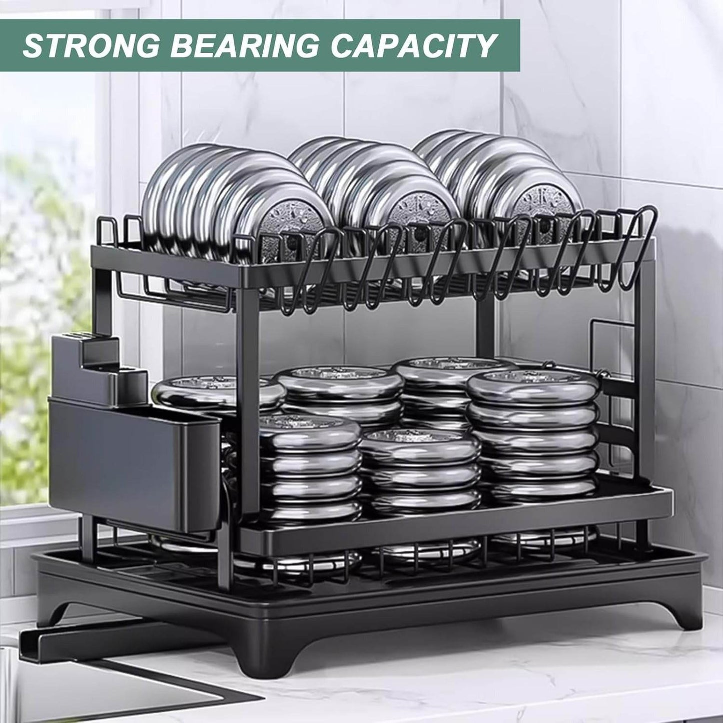 Auto Drain Dish Drying Rack (2 Tier)