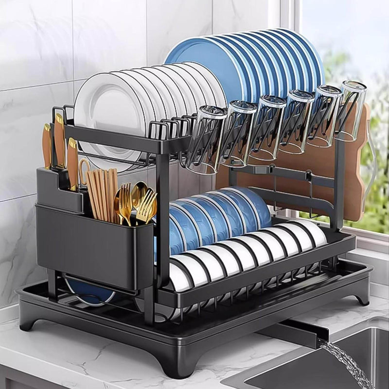Auto Drain Dish Drying Rack (2 Tier)