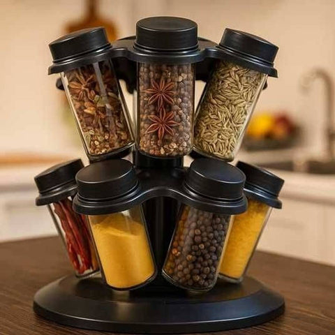 12-in-1 Rotating Spice Rack with 8 Containers