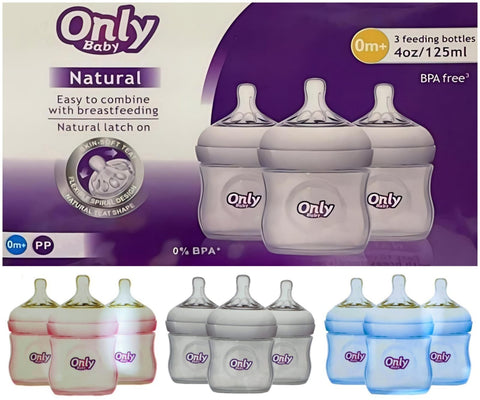 Only Baby Natural Feeding Bottles (4oz/125ml)(3 Pack)